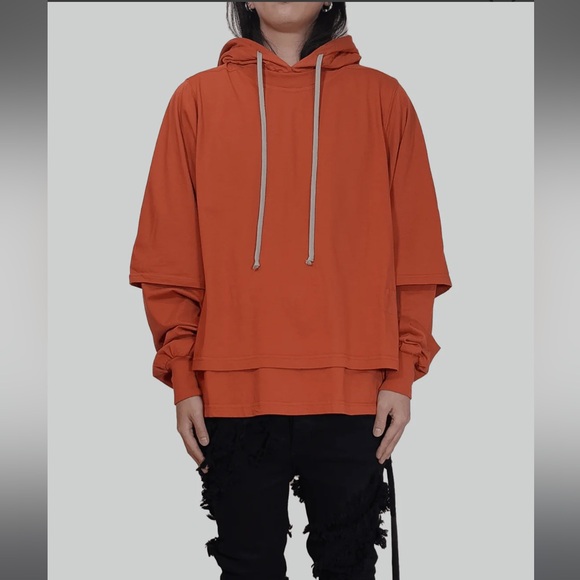 Rick Owens hustler DRKSHDW hoodie orange Size Large NWT - Picture 2 of 9